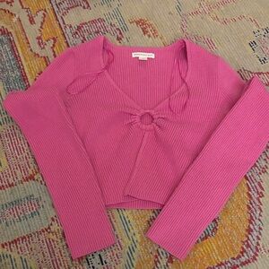 Aeropostale Pink V-Neck Sweater with Tie